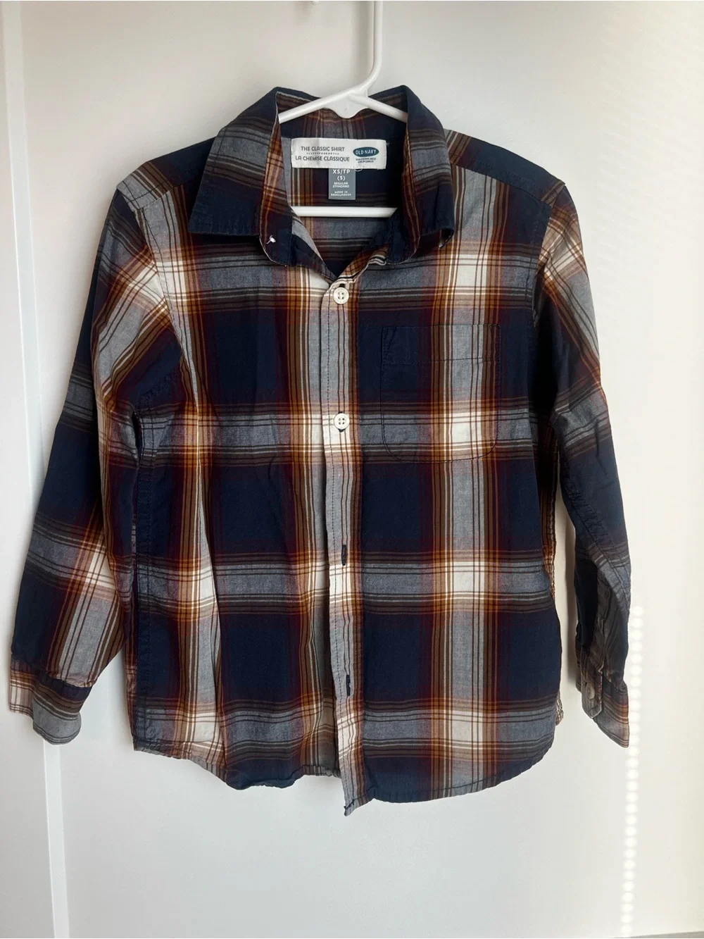 Kids Old Navy Plaid Button-Up Shirt - Navy & Brown